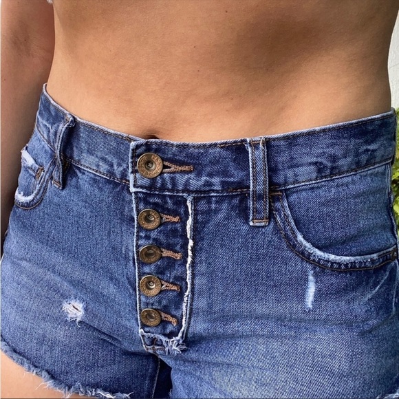 Free People Medium Wash Denim Jean Cutoff Shorts 25 - Picture 2 of 6